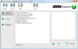 Privacy and security software to erase or hide unwanted tracks left on the computer.